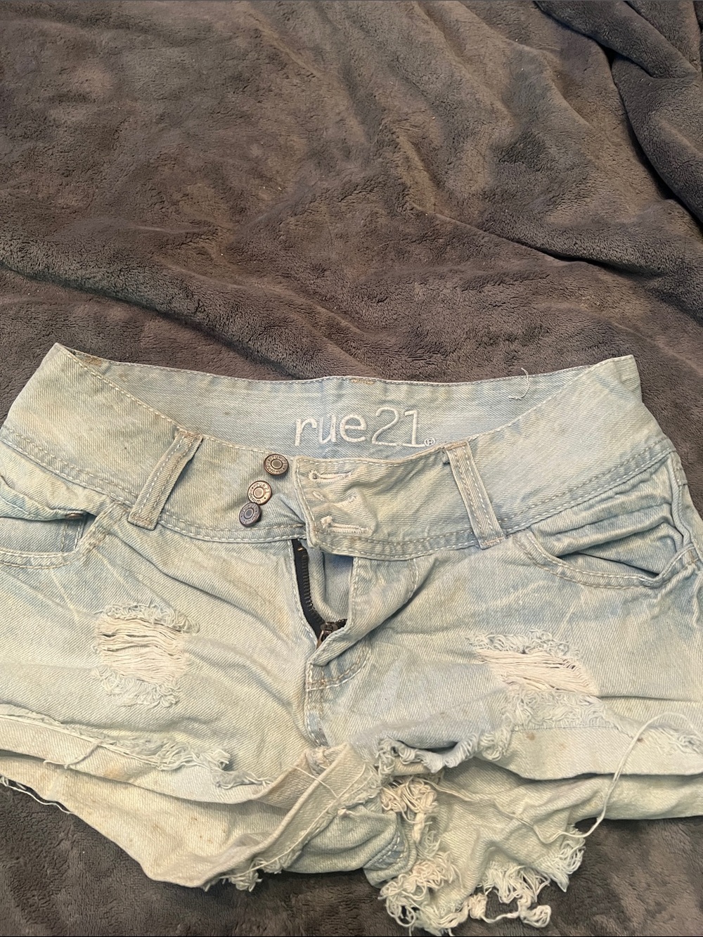 Rue21 Light Blue Distressed Denim Shorts